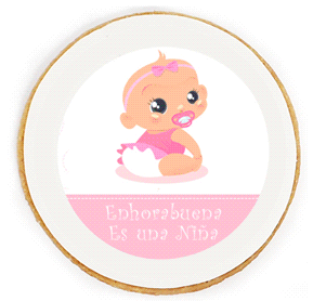 Galleta personalizada de 8cm Circular con Fondant e impresion personalizada de 7cm.